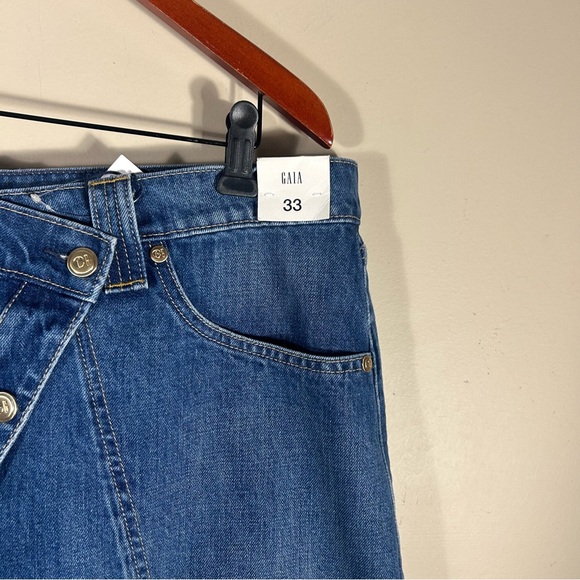 NWT Gap X Cult Gaia Asymmetrical Denim High Slit Maxi Skirt Size 33/16 - Picture 4 of 13